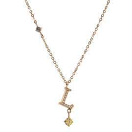 Oudisi New Trendy 18K Gold Plated Stainless Steel Initial Letter Necklace Love Energy Jewelry with Link Chain Pendant